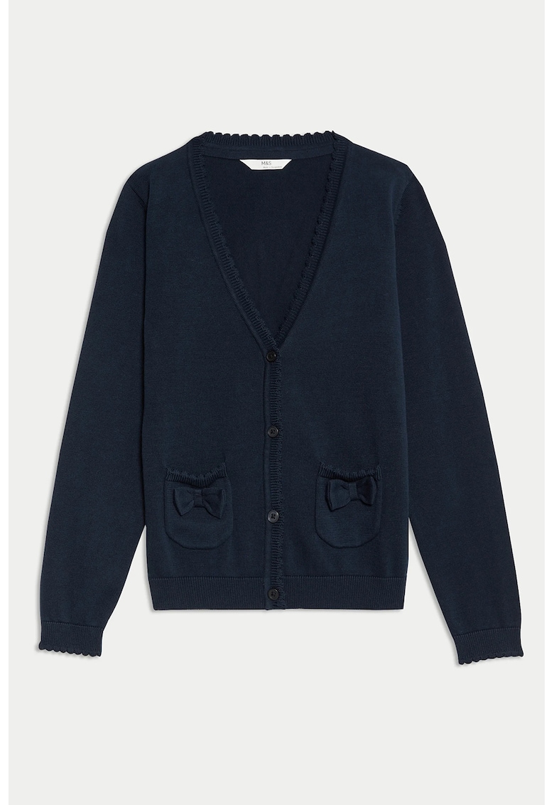 Oferte la Cardigan cu decolteu in V si buzunare - Albastru ultramarin