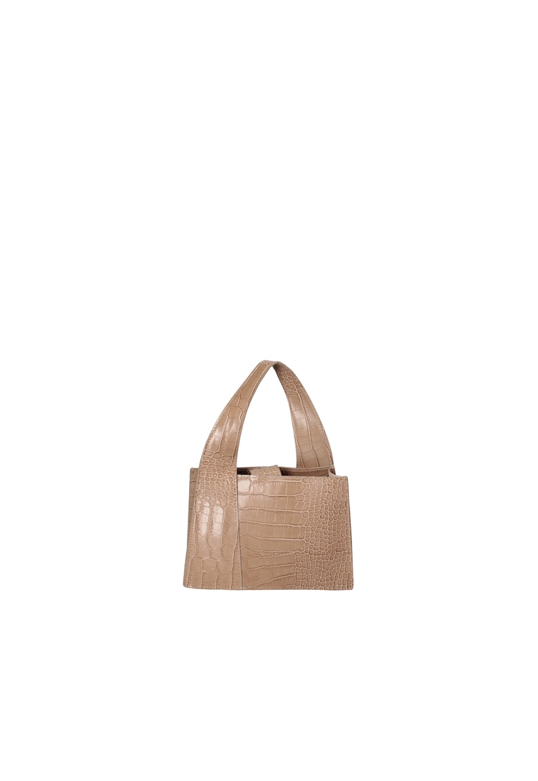 Oferte la Geanta din piele cu model de crocodil cu maner - Maro taupe