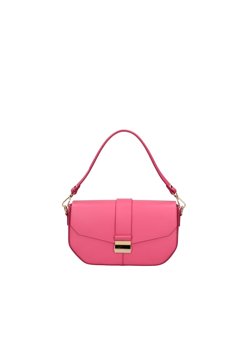 Oferte la Geanta de piele cu maner si clapa - Fucsia