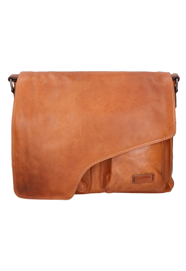 Oferte la Geanta messenger unisex de piele 27269 - Maro cognac