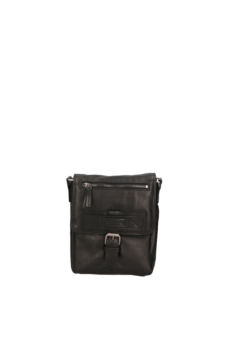 Geanta crossbody unisex de piele - Negru