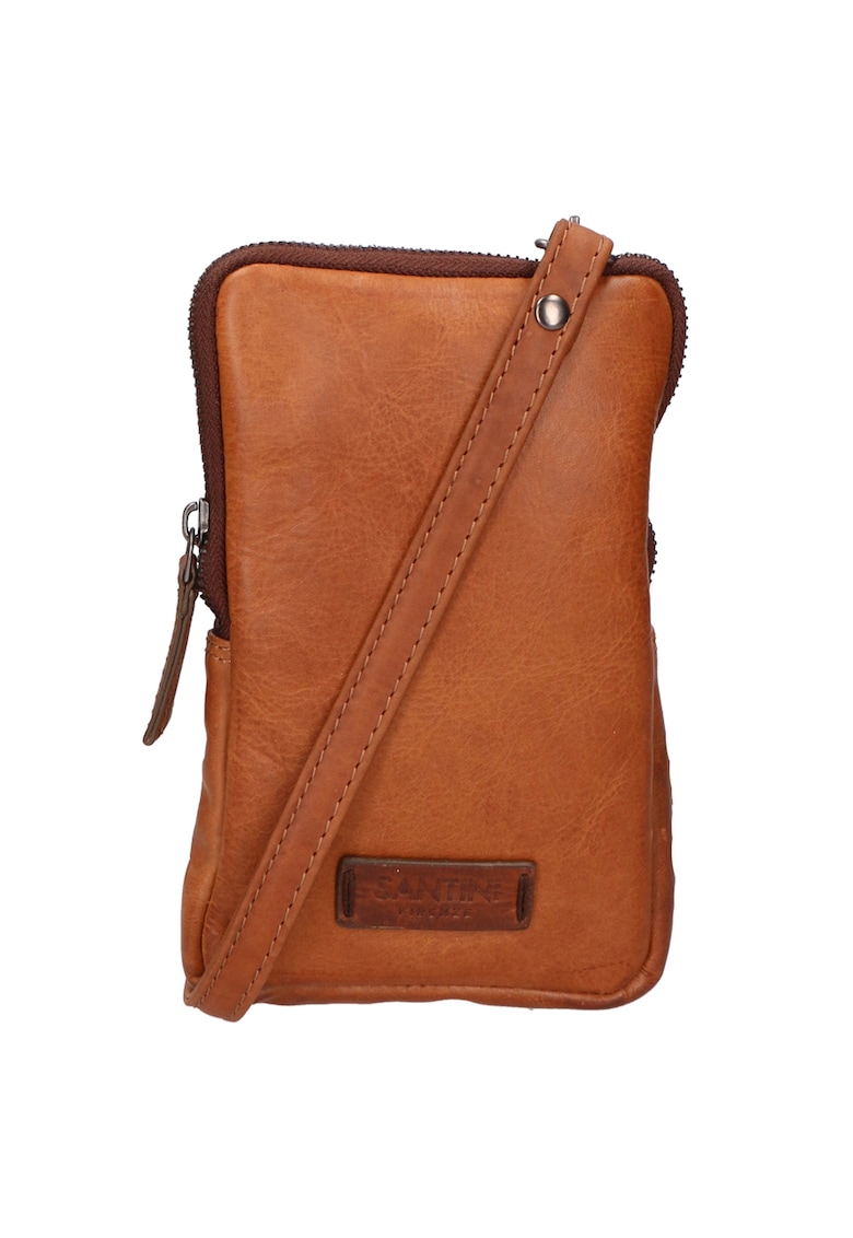 Oferte la Geanta crossbody unisex de piele cu bareta detasabila - Maro cognac