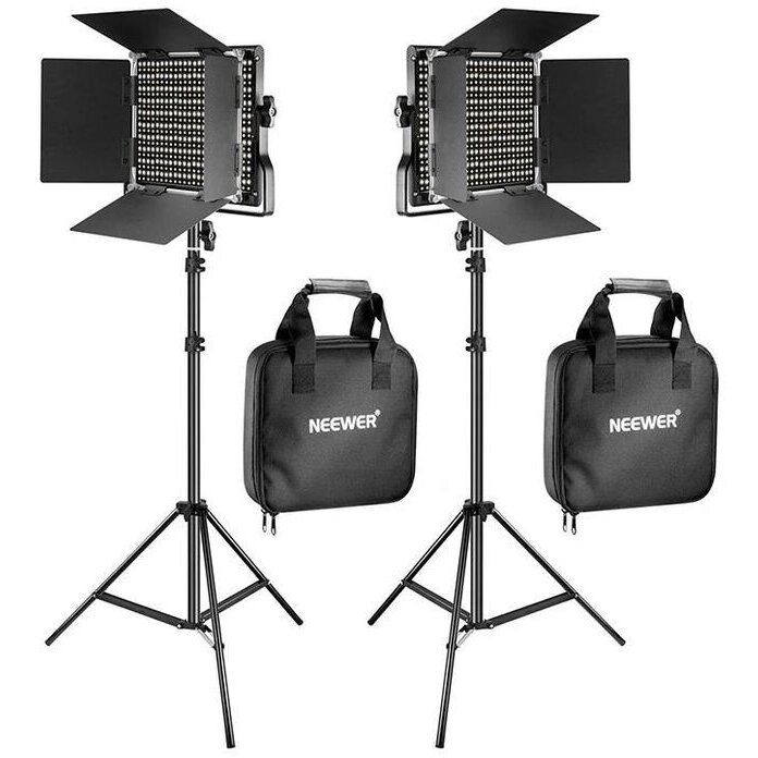 Oferte la Kit 2 Lampi Profesionale de Studio 660 Bi Color LED 40W 3200-5600K cu Stativ Negru
