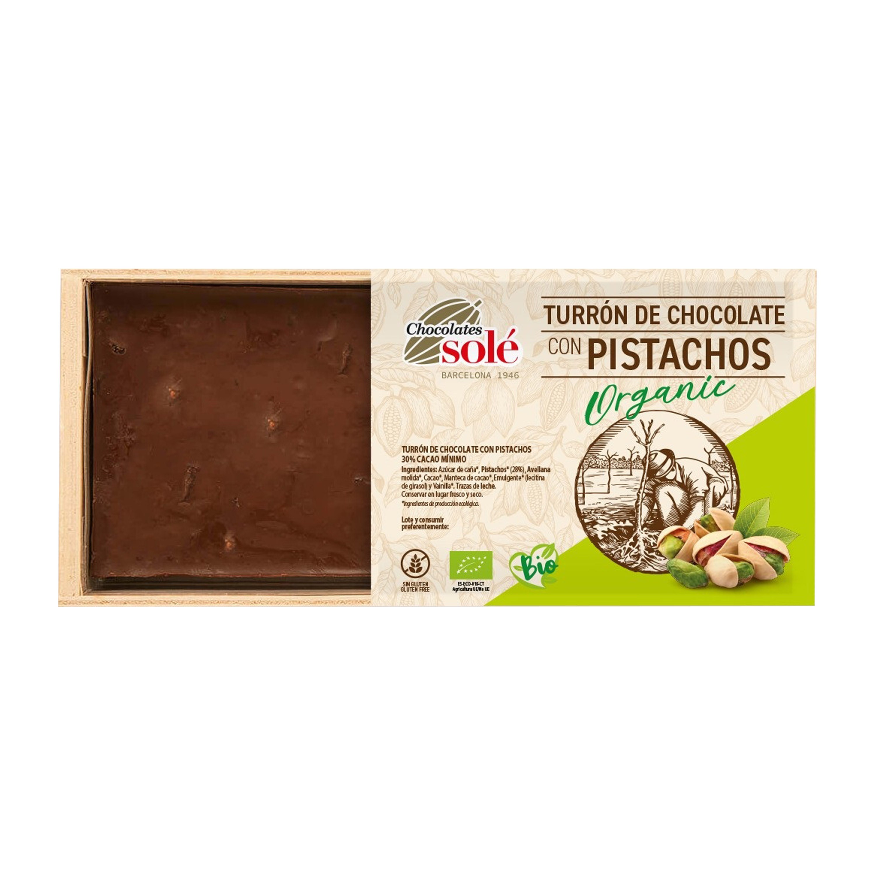 Oferte la Ciocolată Turron bio cu fistic, 200g Chocolates Sole