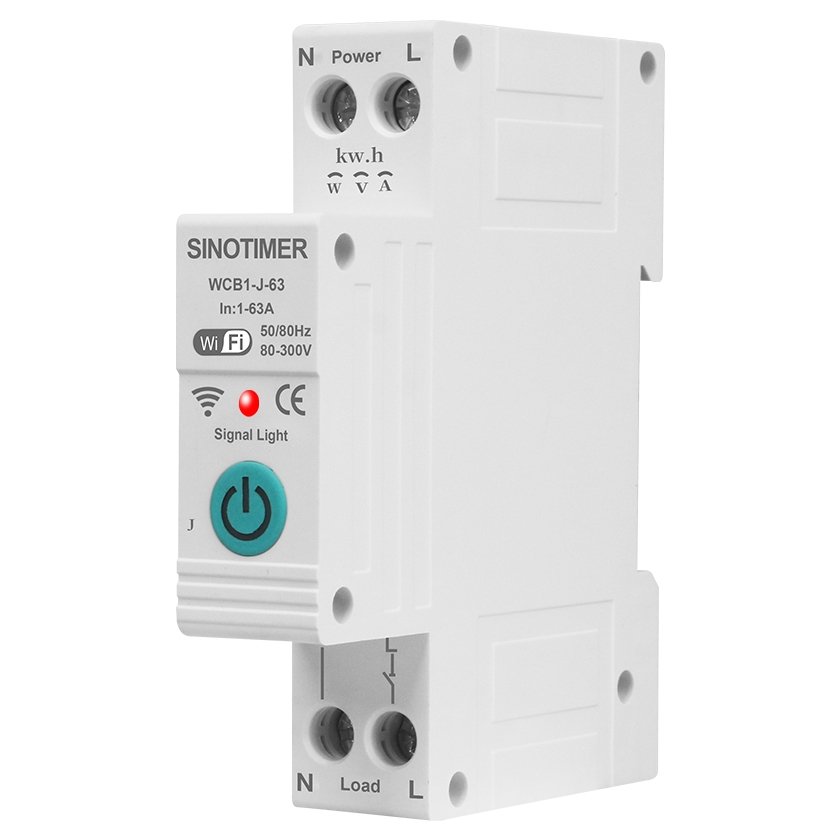 Oferte la Intrerupator inteligent 63A AC220V, WiFi aplicatie Tuya, temporizator pornit-oprit, protectie curent, contor enegie KWH SINOTIMER WCB1-J-63