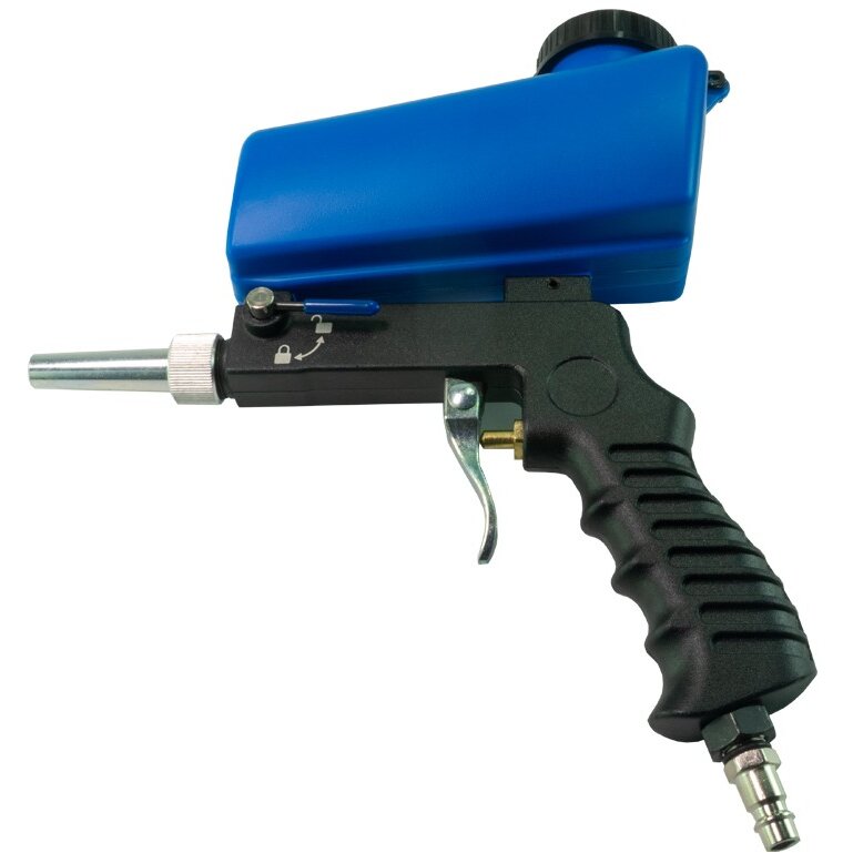 Oferte la Pistol Pneumatic de Sablare PSA005 6.5 Bar Filet 1/4Inch Rezwrvor 600ML Negru/Albastru