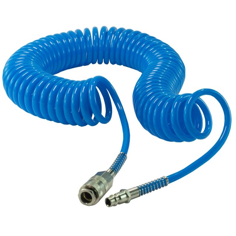 Oferte la Furtun Pneumatic Spiralat PSA012 din Poliuretan 5x8MM Lungime 20M Albastru