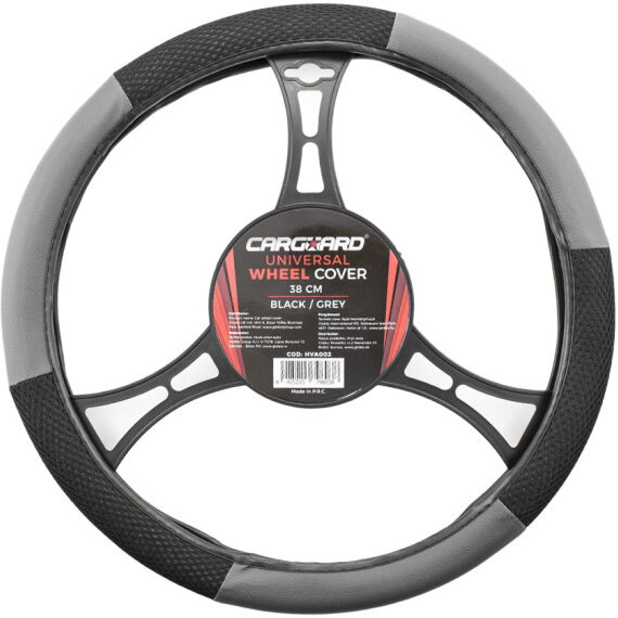 Oferte la Husa Volan Auto 38cm Piele Ecologica + Textil Negru / Gri
