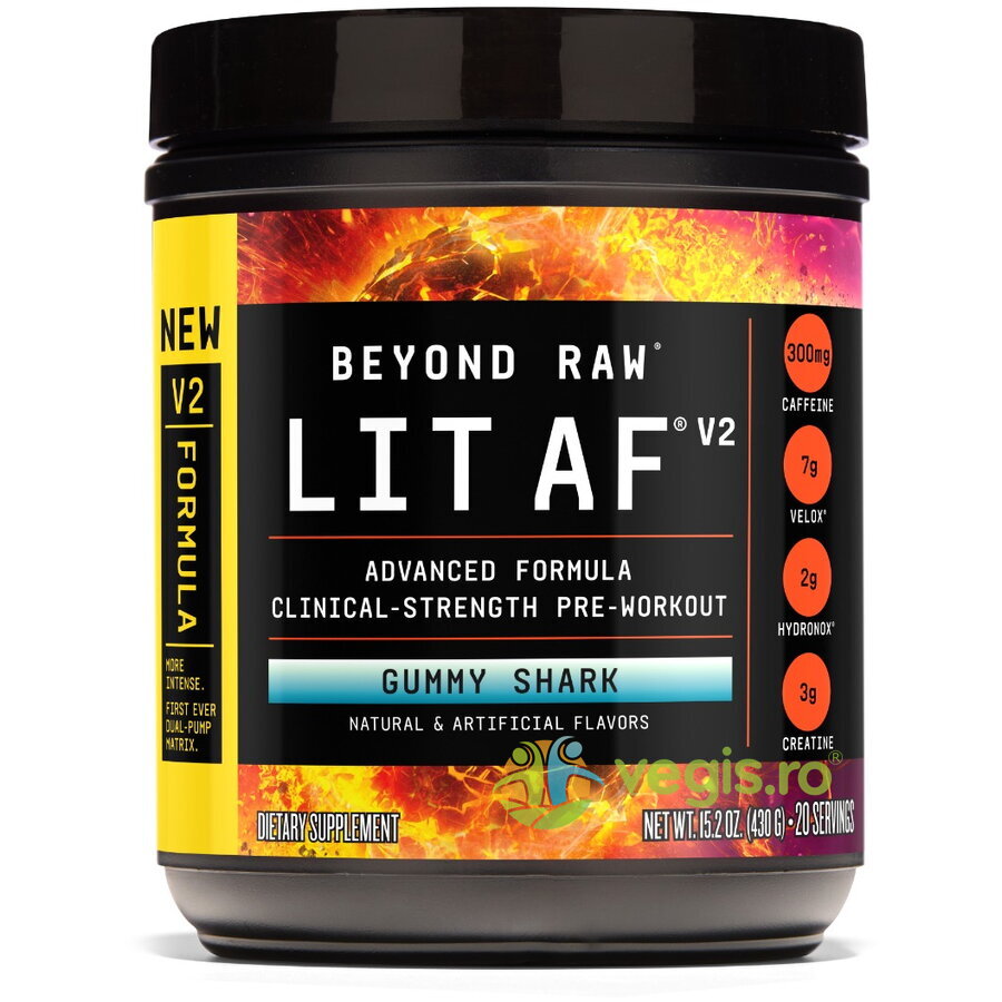 Oferte la Formula Avansata de Pre-Workout LIT AF™ V2 cu Aroma de Gummy Shark 430g