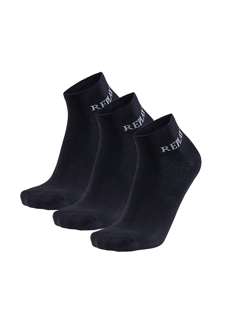 Oferte la Set de sosete unisex scurte cu logo - 3 perechi - Negru
