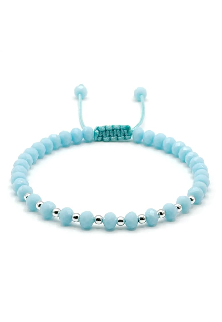 Oferte la Bratara cu bile din Argint 925 si cristale Baby Blue - snur reglabil - dama