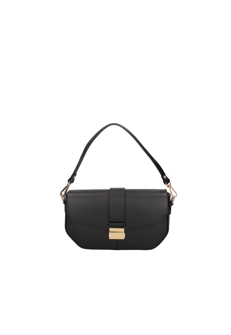 Oferte la Geanta de piele cu maner si clapa - Negru