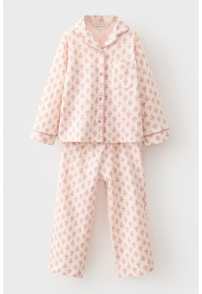 Oferte la Pijama de bumbac cu nasturi - Piersica/Rosu stins
