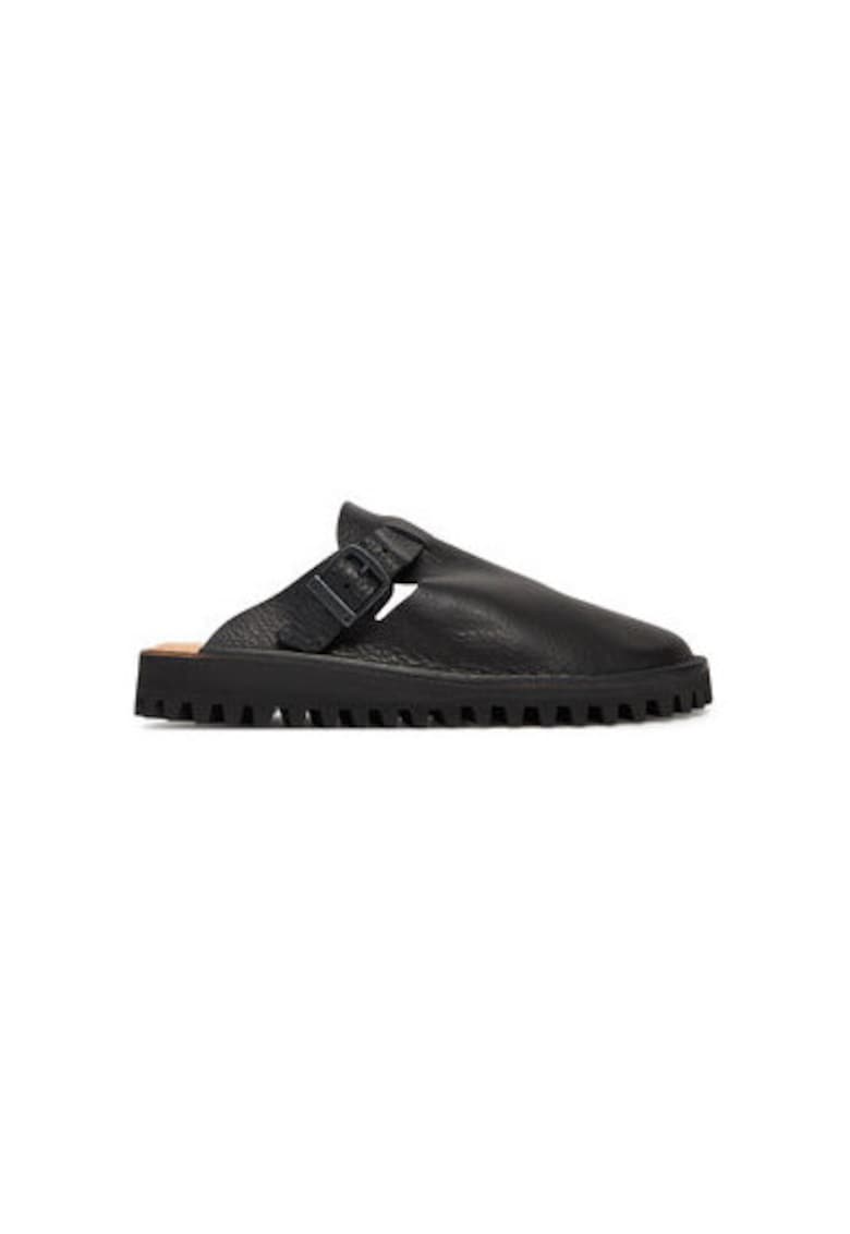 Oferte la Slapi unisex  S100 - Piele naturala - Negru - Negru