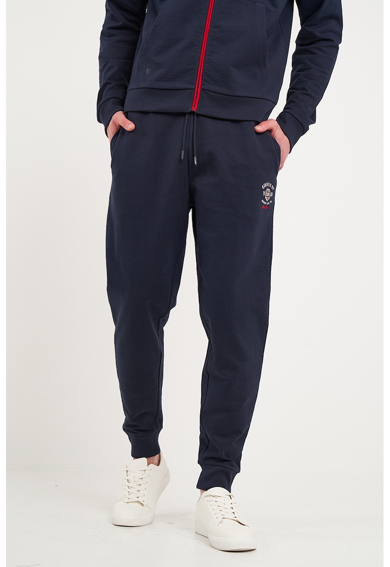 Oferte la Pantaloni conici de trening cu snur - Rosu/Bleumarin