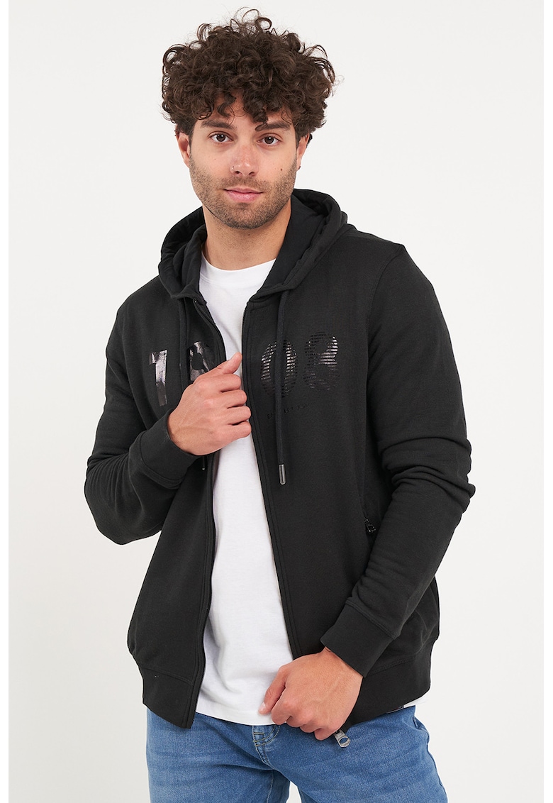 Oferte la Hanorac cu maneci lungi si fermoar - Negru/Bronz