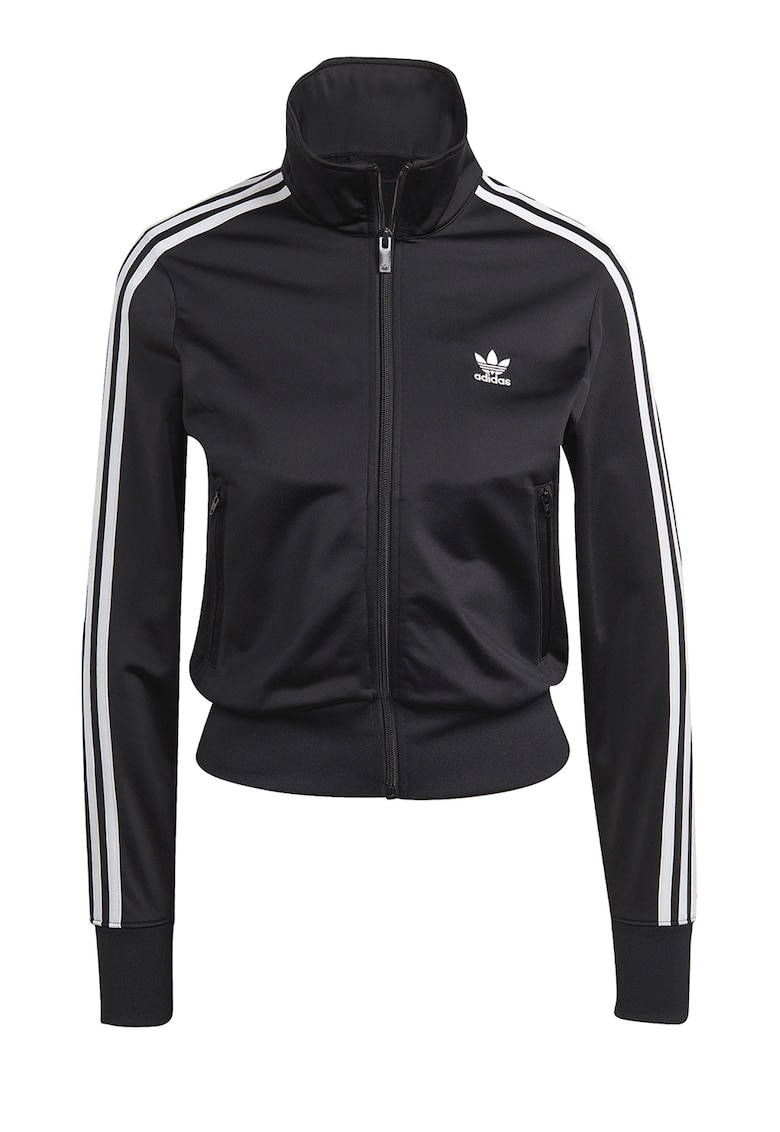 Oferte la Bluza de trening crop cu fermoar si dungi Firebird - Alb/Negru