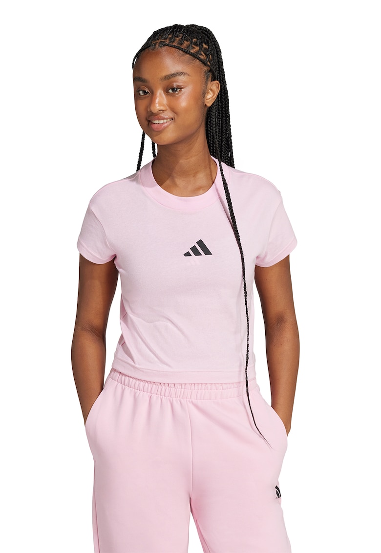 Oferte la Tricou crop din bumbac - Negru/Roz pal