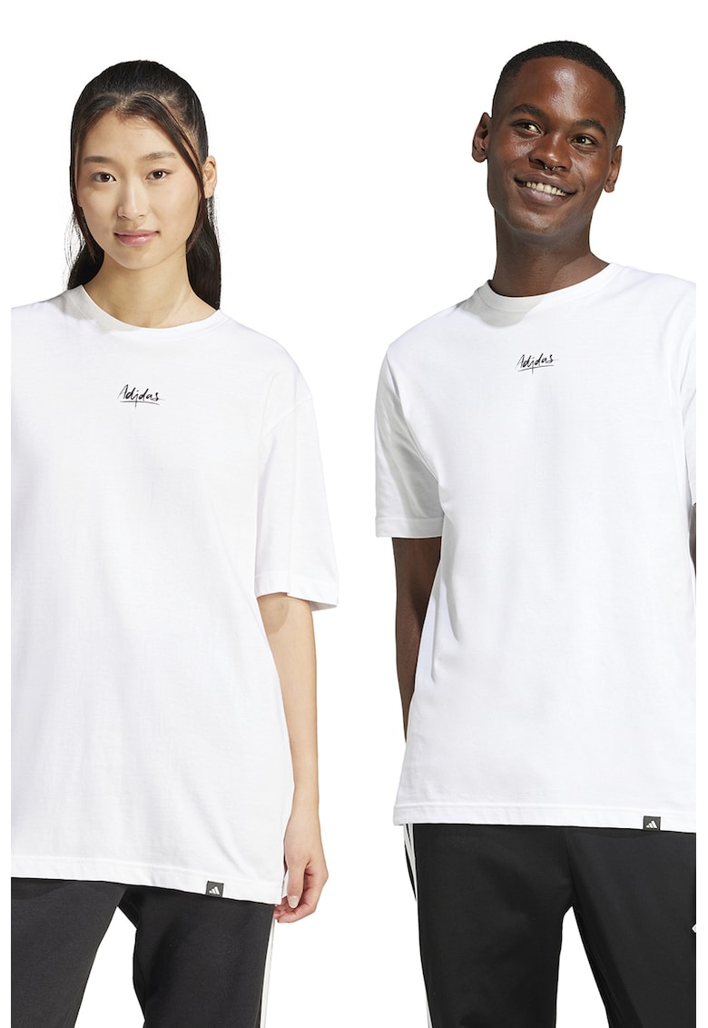 Oferte la Tricou din amestec de bumbac cu imprimeu grafic pe partea din spate - Alb
