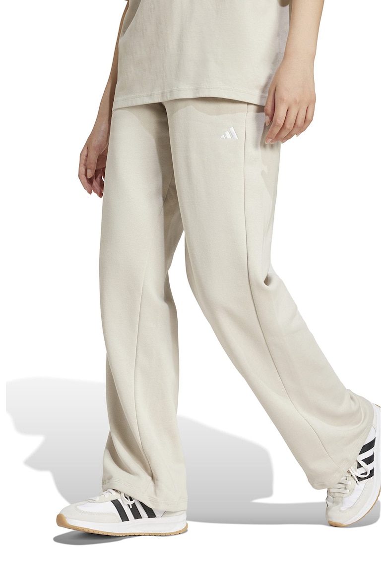 Oferte la Pantaloni de trening drepti cu un snur in talie Essentials - Crem