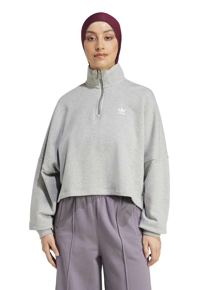 Oferte la Bluza de trening supradimensionata cu fenta cu fermoar - Gri