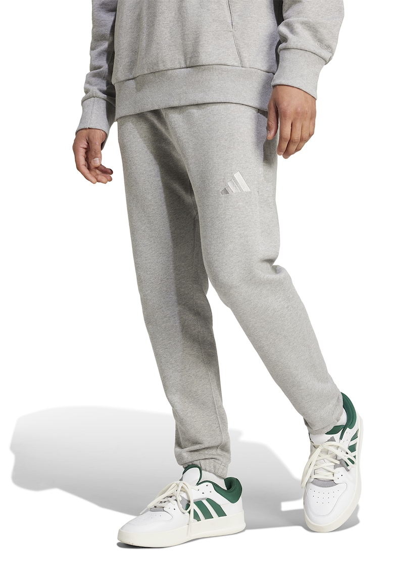 Oferte la Pantaloni de trening din bumbac cu snur in talie - Gri deschis melange