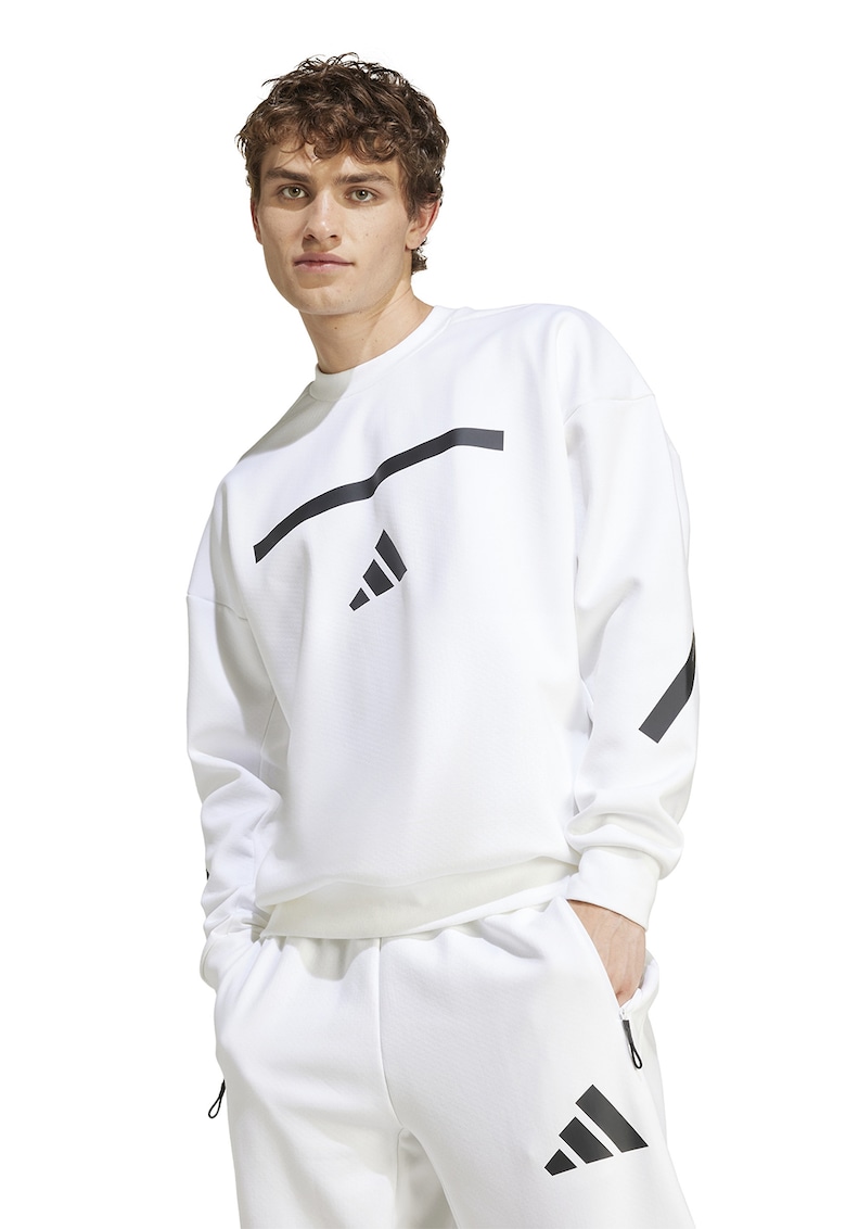 Oferte la Bluza de trening cu decolteu la baza gatului si maneci cazute Z.N.E. - Alb/Negru
