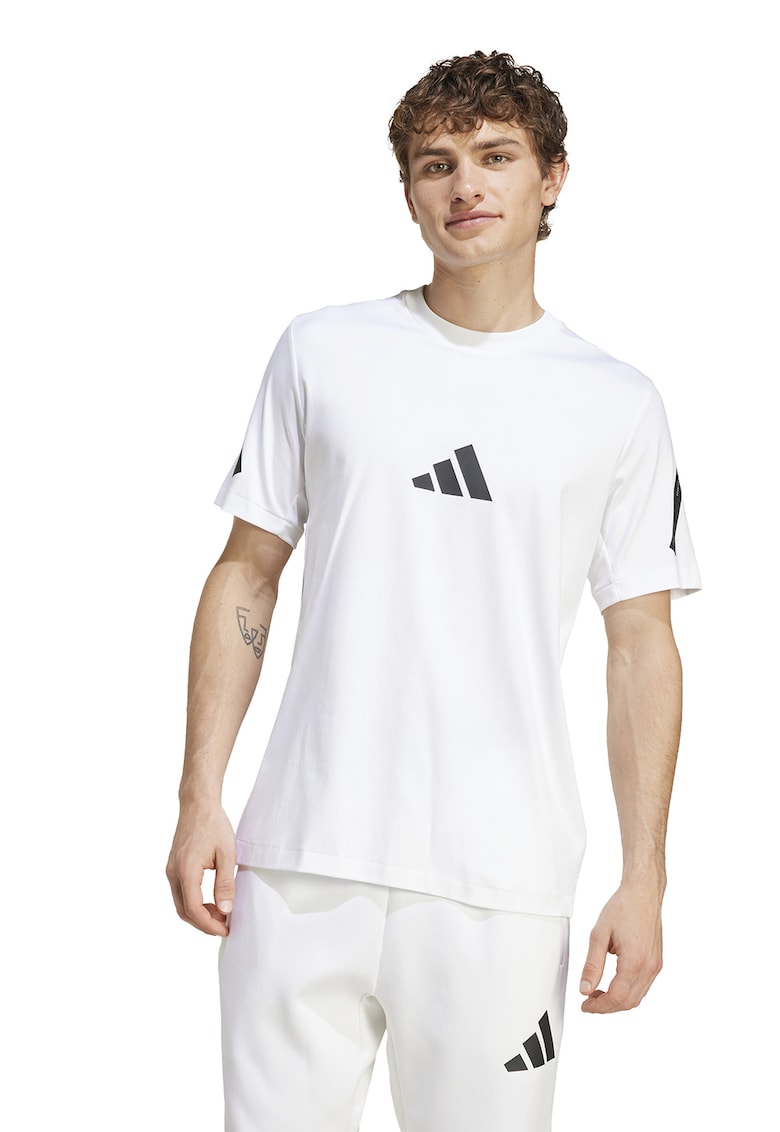 Oferte la Tricou de bumbac cu model monograma Z.N.E - Alb/Negru