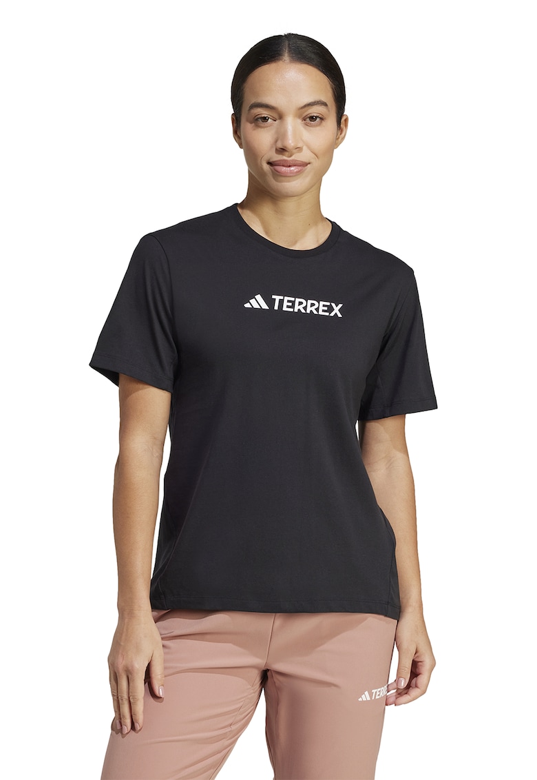 Oferte la Tricou cu imprimeu logo pentru drumetii - Alb/Negru