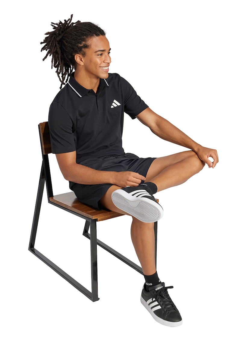 Oferte la Tricou polo de bumbac - Alb/Negru stins