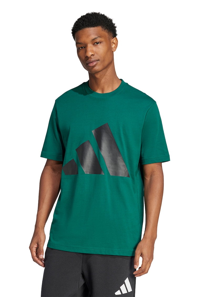 Oferte la Tricou cu decolteu la baza gatului si imprimeu logo - Negru/Verde englez