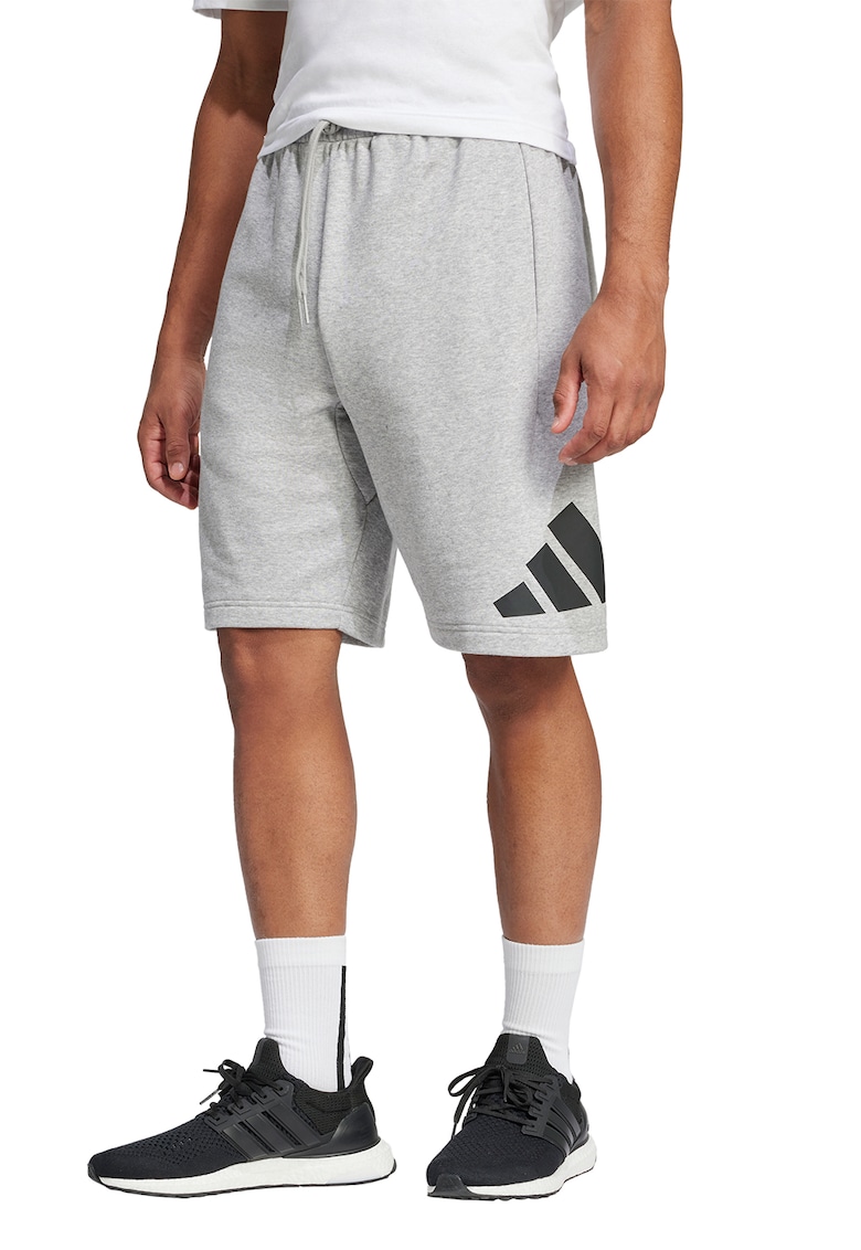 Oferte la Pantaloni scurti din amestec de bumbac cu imprimeu logo - Negru/Gri deschis melange