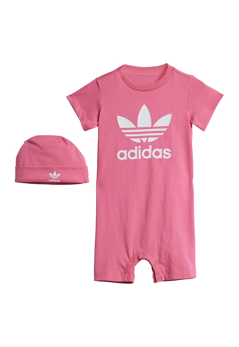 Oferte la Set de salopeta si caciula - Alb/Roz pastel