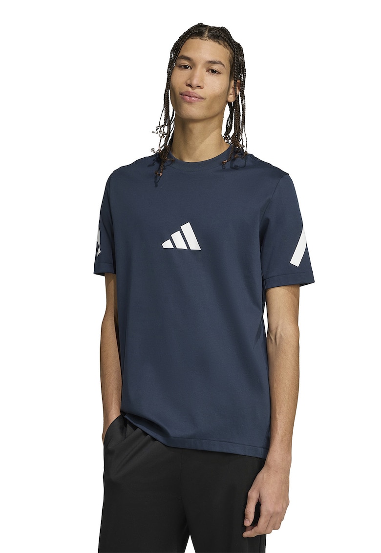 Oferte la Tricou de bumbac cu model monograma Z.N.E - Alb/Bleumarin