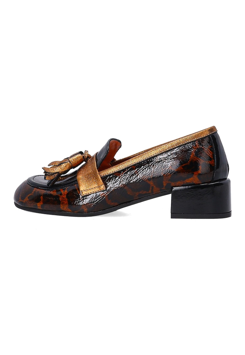 Oferte la Pantofi tip loafer din piele lacuita cu imprimeu