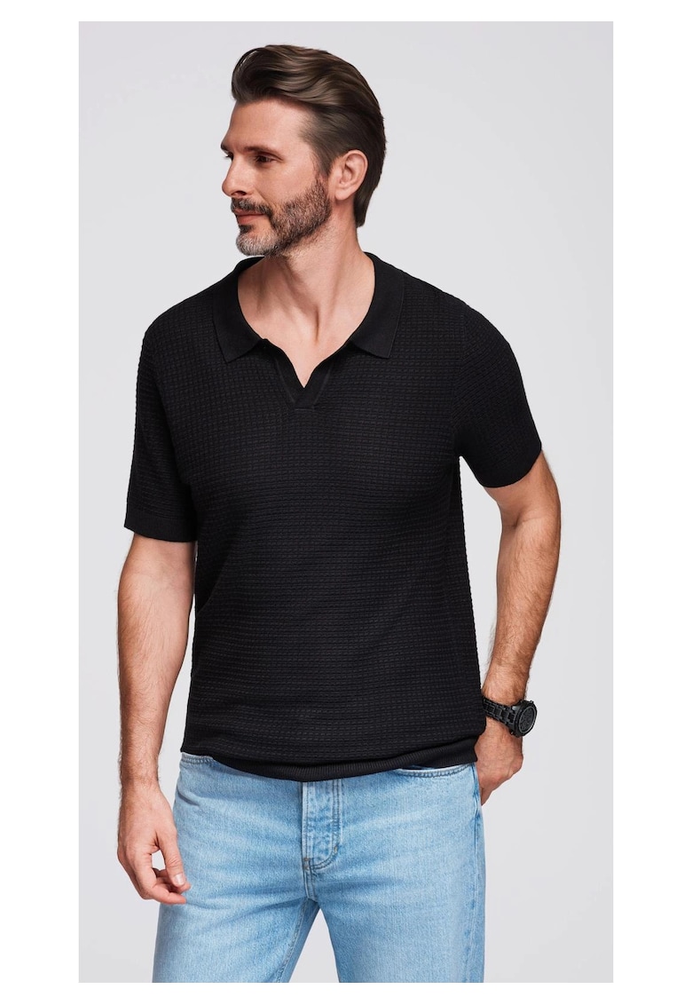 Oferte la Tricou polo din viscoza  OM-POSS-0157 - Negru
