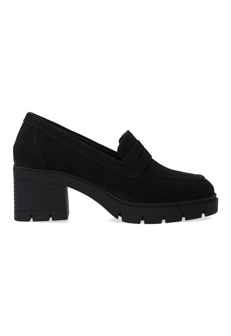 Oferte la Pantofi din piele intoarsa cu toc masiv si franjuri