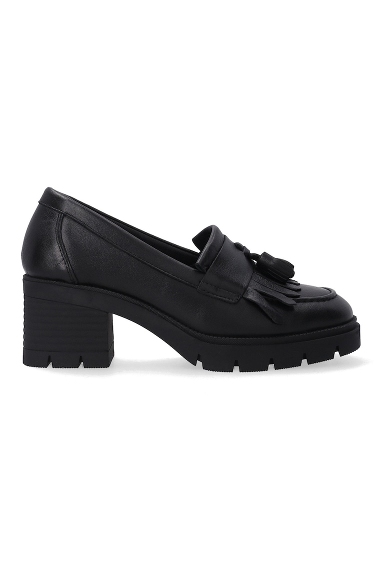 Oferte la Pantofi din piele cu toc masiv si franjuri