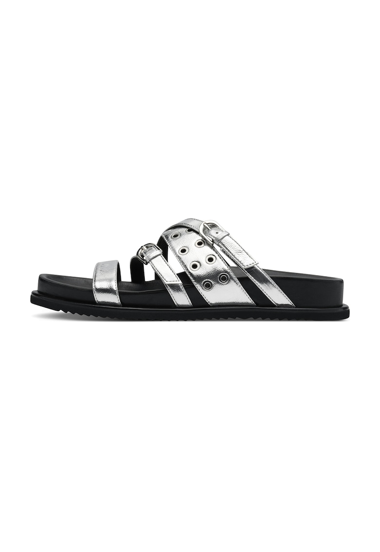 Oferte la Papuci de casa din piele cu perforatii metalice - Argintiu