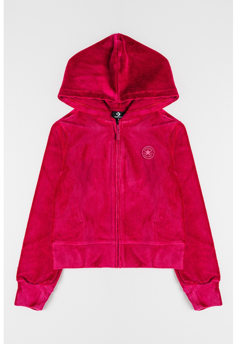 Oferte la Hanorac striat din velur si fermoar - Violet tyrian
