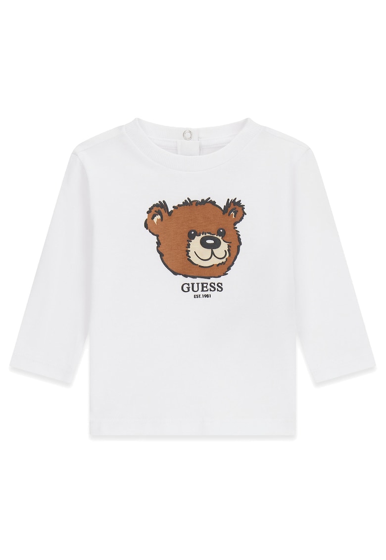 Oferte la Bluza cu decolteu la baza gatului si imprimeu urs - Negru/Maro/Alb optic
