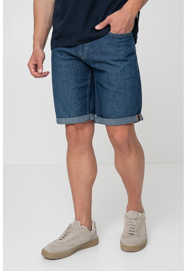 Oferte la Bermude din denim cu talie medie - Albastru inchis