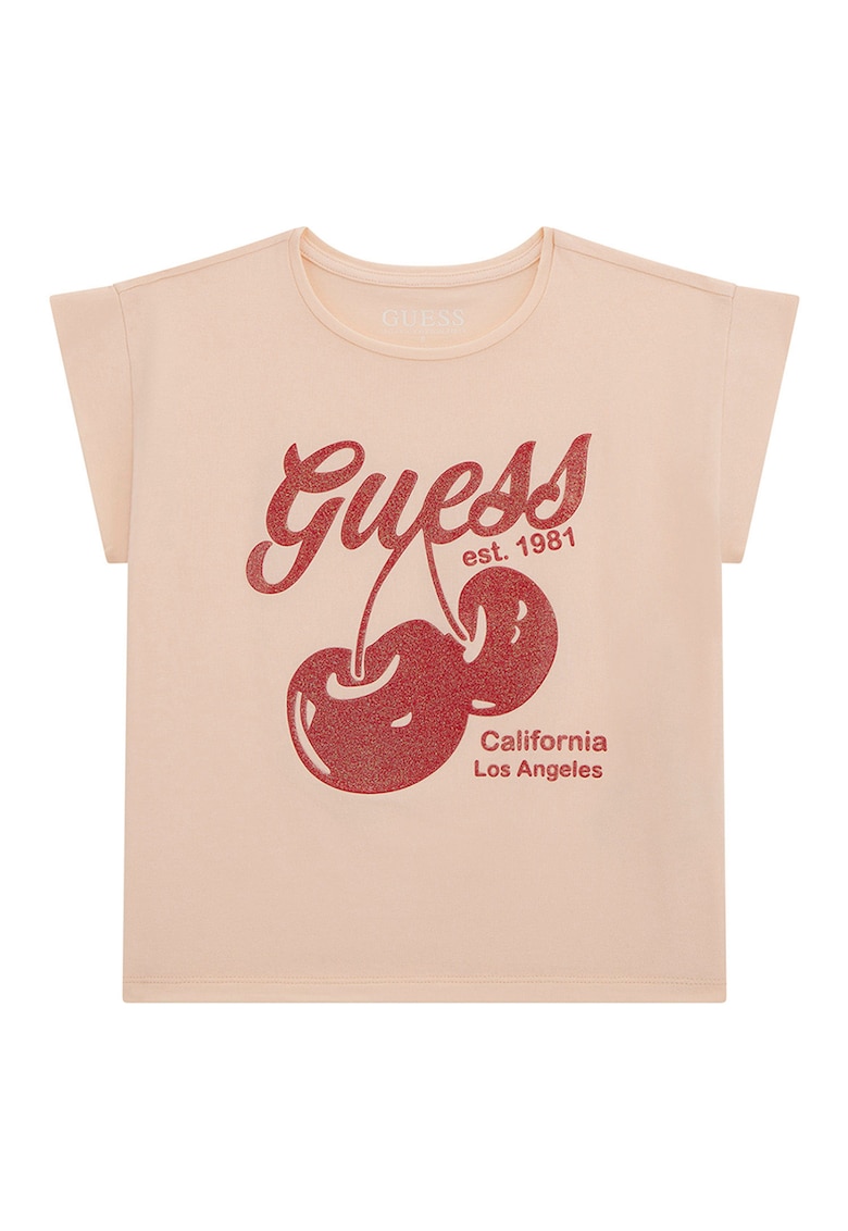 Oferte la Tricou regular-fit din amestec de bumbac cu logo - Rosu inchis/Piersica