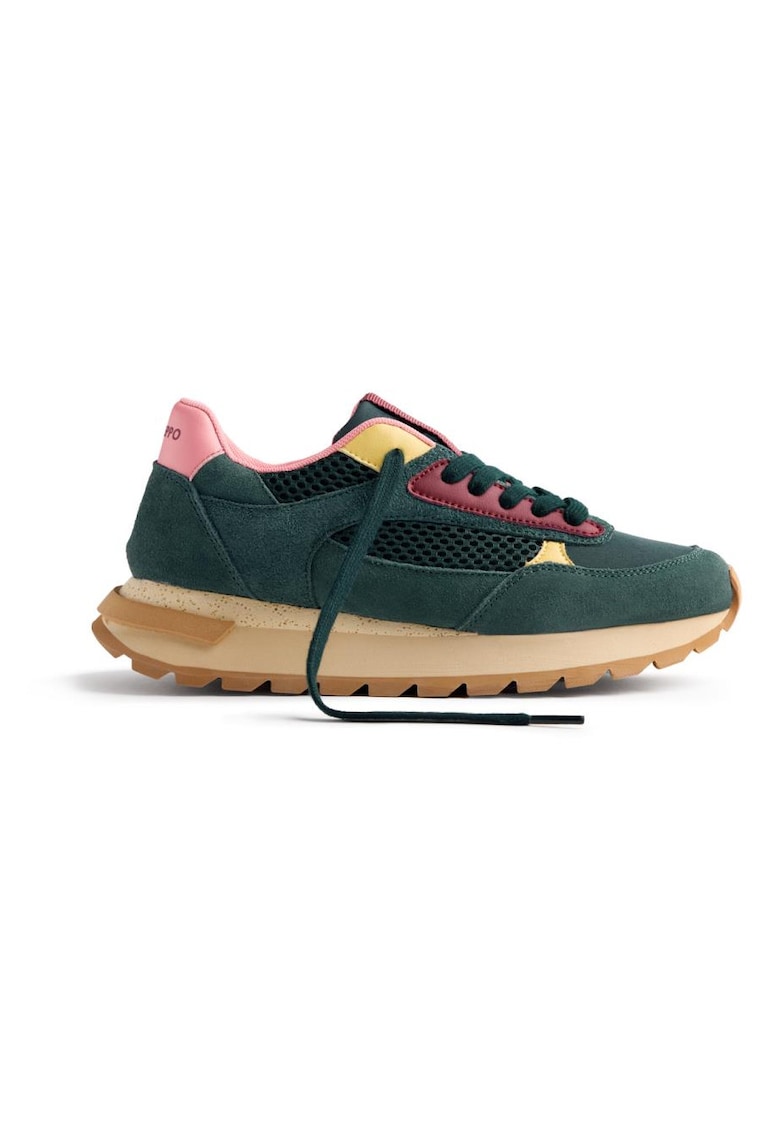 Oferte la Pantofi sport wedge cu model colorblock - Verde