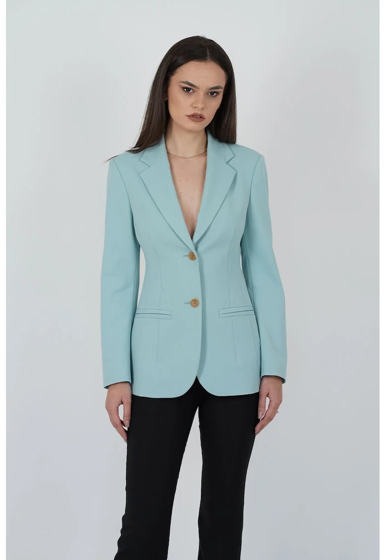 Oferte la Sacou mulat pe corp cu inchidere la un singur rand de nasturi - Verde