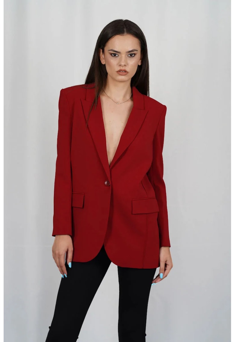 Oferte la Sacou regular fit cu buzunare frontale - Rosu