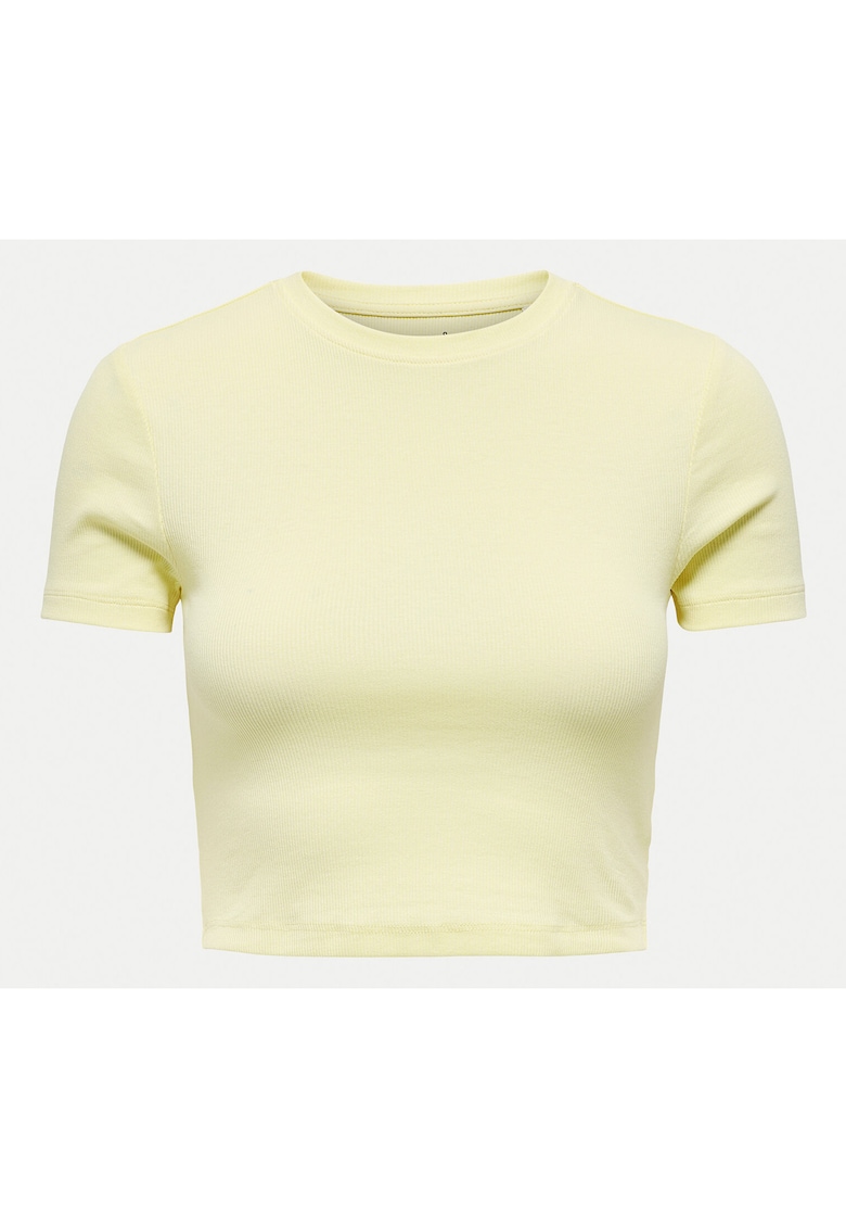 Oferte la Tricou crop cu decolteu la baza gatului - Galben