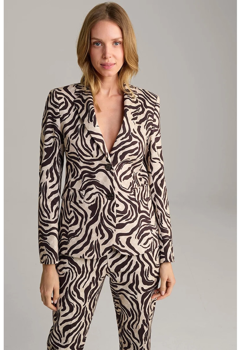 Oferte la Sacou cambrat - animal-print - cu buzunare frontale - Maro