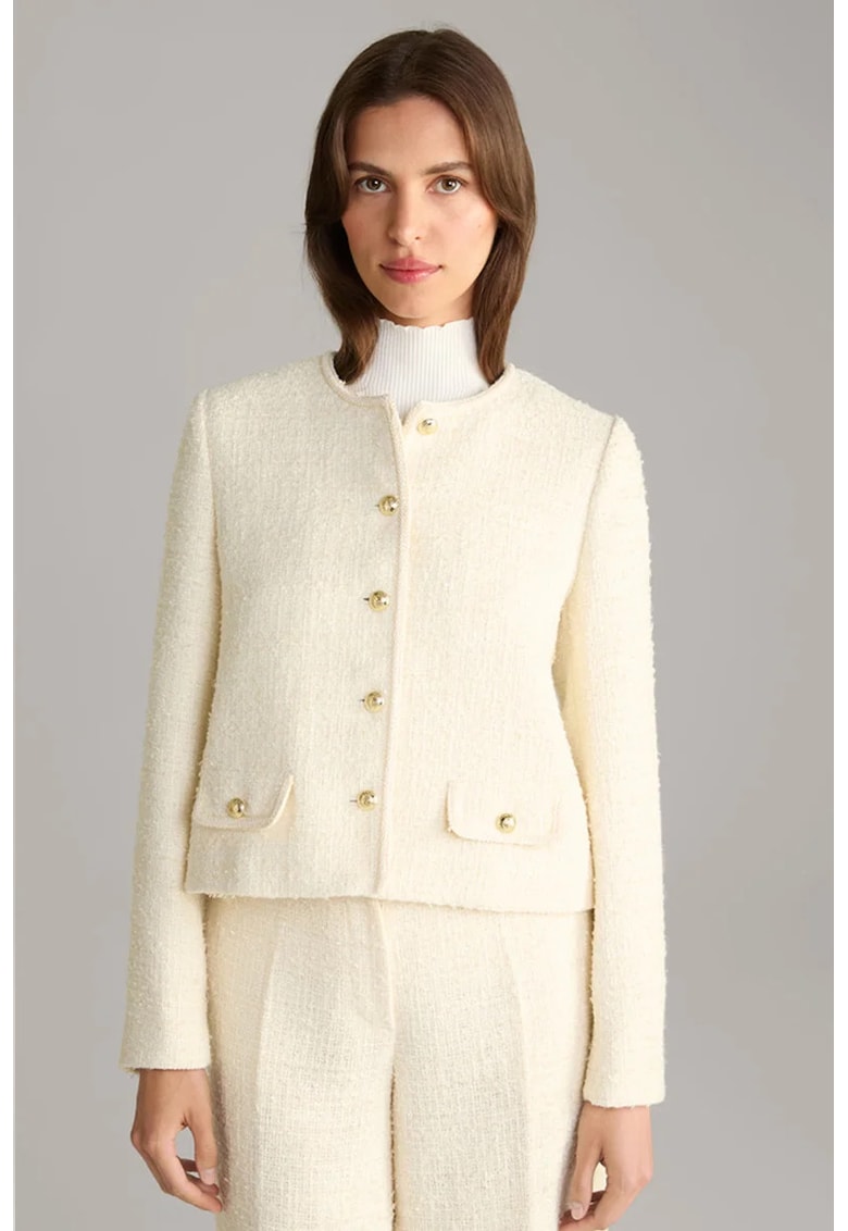 Oferte la Sacou crop - fara guler - cu inchidere prin nasturi tip butoni - Crem