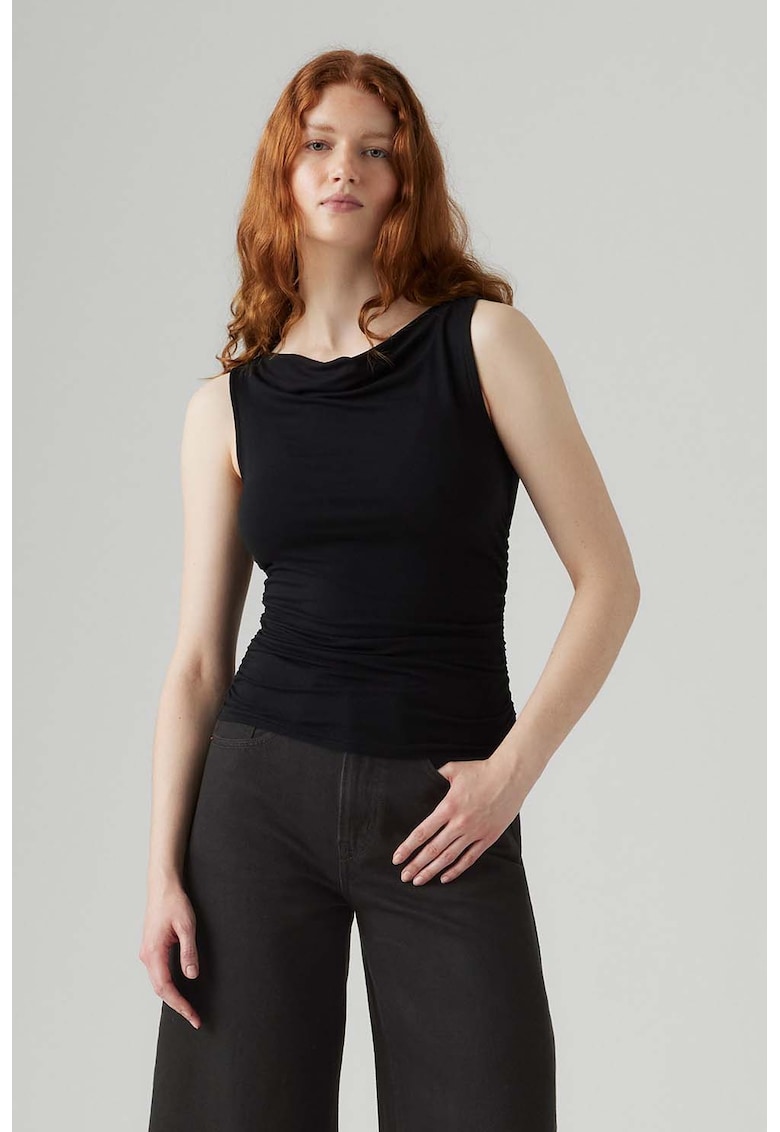 Oferte la Top slim fit cu fronseuri - Negru